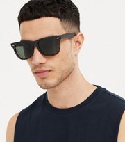 New Look Dark Brown Matte Square Frame Sunglasses
